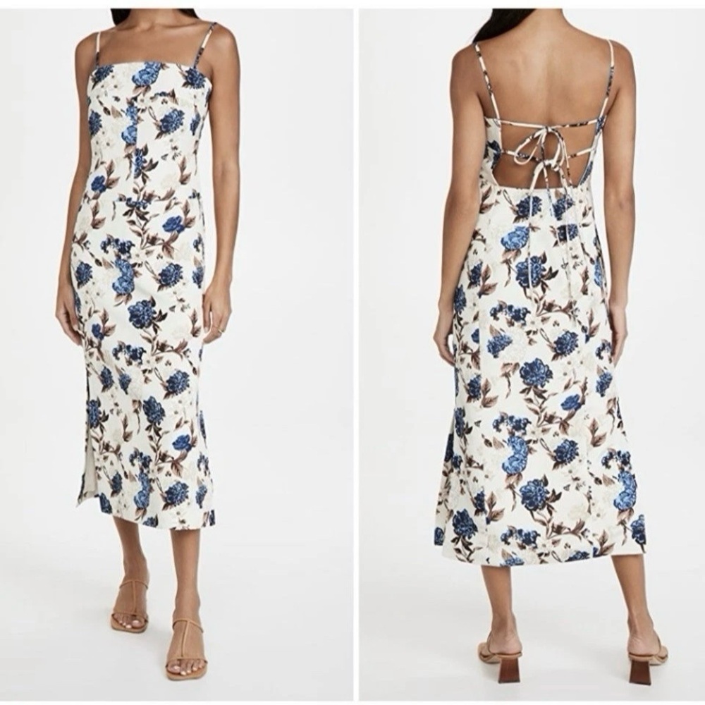 Tory Burch Strap Back Dress Size 12 Floral MIDI Cocktail Dress NWT